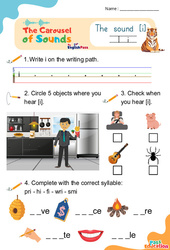 Le son [i] - Phonologie anglaise - Carousel of Sounds - Vidéo interactive + Fiche : 3eme Maternelle, [Primaire] - PDF à imprimer