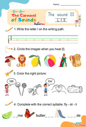 Le son [l] - Phonologie anglaise - Carousel of Sounds - Vidéo interactive + Fiche : 3eme Maternelle, [Primaire]