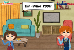 The living room - Vidéo interactive - Apprends l'anglais avec Kelly and James : 3eme Maternelle, [Primaire]