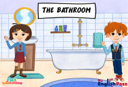 The bathroom - Vidéo interactive - Apprends l'anglais avec Kelly and James : 3eme Maternelle, [Primaire]