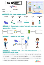The bathroom - Exercices - Apprends l'anglais avec Kelly and James : 3eme Maternelle, [Primaire] - PDF à imprimer