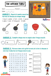 The Kitchen Table - Exercices - Apprends l'anglais avec Kelly and James : 3eme Maternelle, [Primaire] - PDF à imprimer