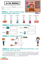 In the bedroom - Exercices - Apprends l'anglais avec Kelly and James : 3eme Maternelle, [Primaire] - PDF à imprimer