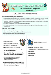 Séquence - Fiche de préparation Être sensibilisé aux dangers du numérique - Séquence - Fiche de préparation - EMC : 4eme Primaire - PDF à imprimer