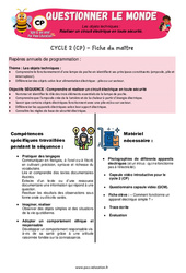 Réaliser un circuit électrique en toute sécurité - Séquence + vidéo - Apis & ses amis : 1ere Primaire - Cycle 2 - PDF à imprimer