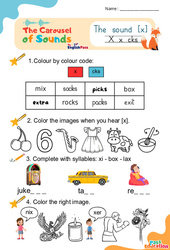 Le son [x] cks, x - Phonologie anglaise - Carousel of Sounds - Vidéo interactive + Fiche : 3eme Maternelle, [Primaire]