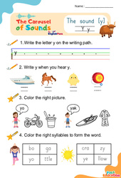 Le son [y] y - Phonologie anglaise - Carousel of Sounds - Vidéo interactive + Fiche : 3eme Maternelle, [Primaire]
