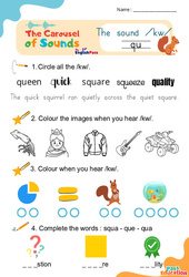 Vidéo interactive /kw/ qu - Carousel of Sounds - Vidéo interactive + - Fiches + Poster : 3eme Maternelle, [Primaire]