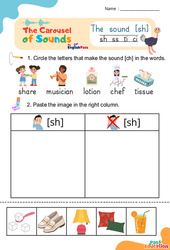 Exercice Le son [sh] sh ss ti ci - Phonologie anglaise - Carousel of Sounds - Vidéo interactive + Fiche : 3eme Maternelle, [Primaire]