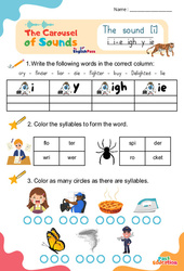 Exercice Le son [ī] i i - e igh y ie - Phonologie anglaise - Carousel of Sounds - Vidéo interactive + Fiche : 3eme Maternelle, [Primaire]