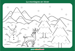 La montagne en hiver - Graphismes ludiques : 2eme, 3eme Maternelle - Cycle Fondamental - PDF à imprimer
