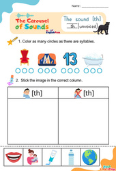 Le son [th] unvoiced - Phonologie anglaise - Carousel of Sounds - Vidéo interactive + Fiche : 3eme Maternelle, [Primaire]