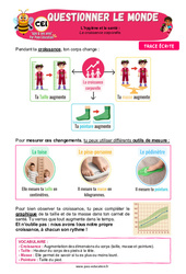 La croissance corporelle - Cours, Leçon - Apis & ses amis : 2eme Primaire - PDF à imprimer