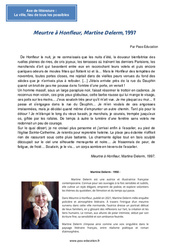 Meurtre à Honfleur, Martine Delerm, 1997 - Littérature : 2eme Secondaire - PDF à imprimer