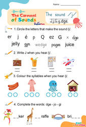 Vidéo interactive /j/ j g ge dge - Carousel of Sounds - Vidéo interactive + Fiche : 3eme Maternelle, [Primaire]