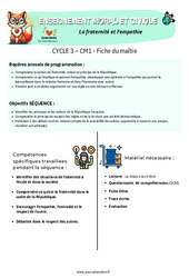 Séquence - Fiche de préparation La fraternité et l’empathie - Séquence - Fiche de préparation - EMC : 4eme Primaire - PDF à imprimer