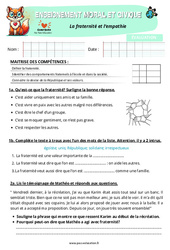 La fraternité et l’empathie - Examen Evaluation - EMC : 4eme Primaire - PDF à imprimer