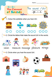Vidéo interactive /zh/ ge s - Carousel of Sounds - Vidéo interactive + - Fiches + Poster : 3eme Maternelle, [Primaire]