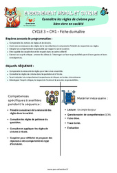 Séquence - Fiche de préparation Connaître les règles de civisme pour bien vivre en société - Séquence - Fiche de préparation - EMC : 4eme Primaire - PDF à imprimer