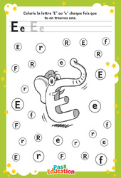 Lettre E - Discrimination visuelle : 2eme, 3eme Maternelle - Cycle Fondamental - PDF à imprimer