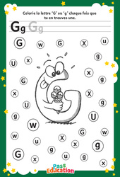 Exercice Lettre G - Discrimination visuelle : 2eme, 3eme Maternelle - Cycle Fondamental - PDF à imprimer