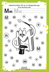Lettre M - Discrimination visuelle : 2eme, 3eme Maternelle - Cycle Fondamental - PDF à imprimer
