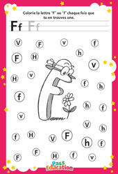 Lettre F - Discrimination visuelle : 2eme, 3eme Maternelle - Cycle Fondamental - PDF à imprimer