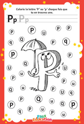Lettre P - Discrimination visuelle : 2eme, 3eme Maternelle - Cycle Fondamental - PDF à imprimer