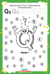 Lettre Q - Discrimination visuelle : 2eme, 3eme Maternelle - Cycle Fondamental - PDF à imprimer
