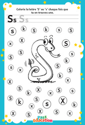 Lettre S - Discrimination visuelle : 2eme, 3eme Maternelle - Cycle Fondamental - PDF à imprimer