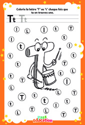 Lettre T - Discrimination visuelle : 2eme, 3eme Maternelle - Cycle Fondamental - PDF à imprimer