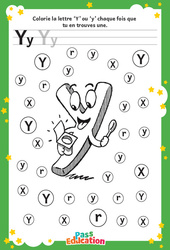 Exercice Lettre Y - Discrimination visuelle : 2eme, 3eme Maternelle - Cycle Fondamental - PDF à imprimer