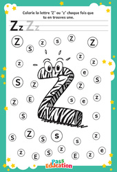 Lettre Z - Discrimination visuelle : 2eme, 3eme Maternelle - Cycle Fondamental - PDF à imprimer