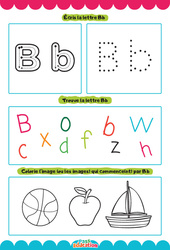 Lettre B - Apprendre à écrire les lettres -  Maternelle : 2eme, 3eme Maternelle - Cycle Fondamental - PDF à imprimer