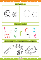 Lettre C - Apprendre à écrire les lettres -  Maternelle : 2eme, 3eme Maternelle - Cycle Fondamental - PDF à imprimer