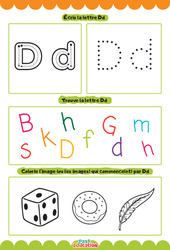 Lettre D - Apprendre à écrire les lettres -  Maternelle : 2eme, 3eme Maternelle - Cycle Fondamental - PDF à imprimer