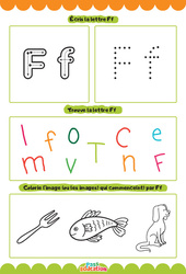 Lettre F - Apprendre à écrire les lettres -  Maternelle : 2eme, 3eme Maternelle - Cycle Fondamental - PDF à imprimer