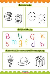 Lettre G - Apprendre à écrire les lettres -  Maternelle : 2eme, 3eme Maternelle - Cycle Fondamental - PDF à imprimer