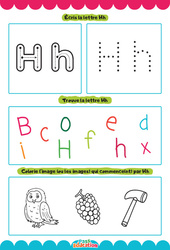 Lettre H - Apprendre à écrire les lettres -  Maternelle : 2eme, 3eme Maternelle - Cycle Fondamental - PDF à imprimer