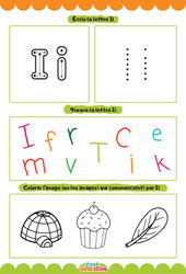 Lettre I - Apprendre à écrire les lettres -  Maternelle : 2eme, 3eme Maternelle - Cycle Fondamental - PDF à imprimer