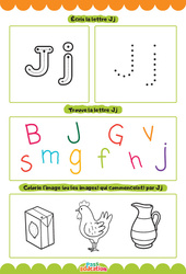 Lettre J - Apprendre à écrire les lettres -  Maternelle : 2eme, 3eme Maternelle - Cycle Fondamental - PDF à imprimer