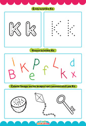 Lettre K - Apprendre à écrire les lettres -  Maternelle : 2eme, 3eme Maternelle - Cycle Fondamental - PDF à imprimer