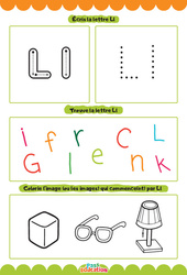 Lettre L - Apprendre à écrire les lettres -  Maternelle : 2eme, 3eme Maternelle - Cycle Fondamental - PDF à imprimer