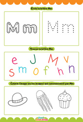 Lettre M - Apprendre à écrire les lettres -  Maternelle : 2eme, 3eme Maternelle - Cycle Fondamental - PDF à imprimer
