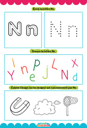 Lettre N - Apprendre à écrire les lettres -  Maternelle : 2eme, 3eme Maternelle - Cycle Fondamental - PDF à imprimer