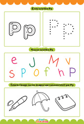 Lettre P - Apprendre à écrire les lettres -  Maternelle : 2eme, 3eme Maternelle - Cycle Fondamental - PDF à imprimer