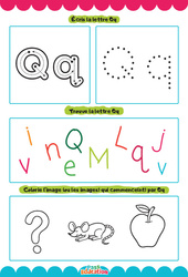Lettre Q - Apprendre à écrire les lettres -  Maternelle : 2eme, 3eme Maternelle - Cycle Fondamental - PDF à imprimer