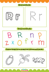 Lettre R - Apprendre à écrire les lettres -  Maternelle : 2eme, 3eme Maternelle - Cycle Fondamental - PDF à imprimer