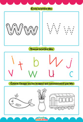 Lettre W - Apprendre à écrire les lettres -  Maternelle : 2eme, 3eme Maternelle - Cycle Fondamental - PDF à imprimer