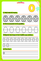 Apprendre à écrire les chiffres de 0 à 8 - Découvrir l'écrit : 3eme Maternelle - Cycle Fondamental - PDF à imprimer